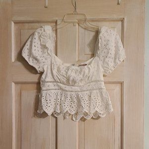 White Eyelet Top